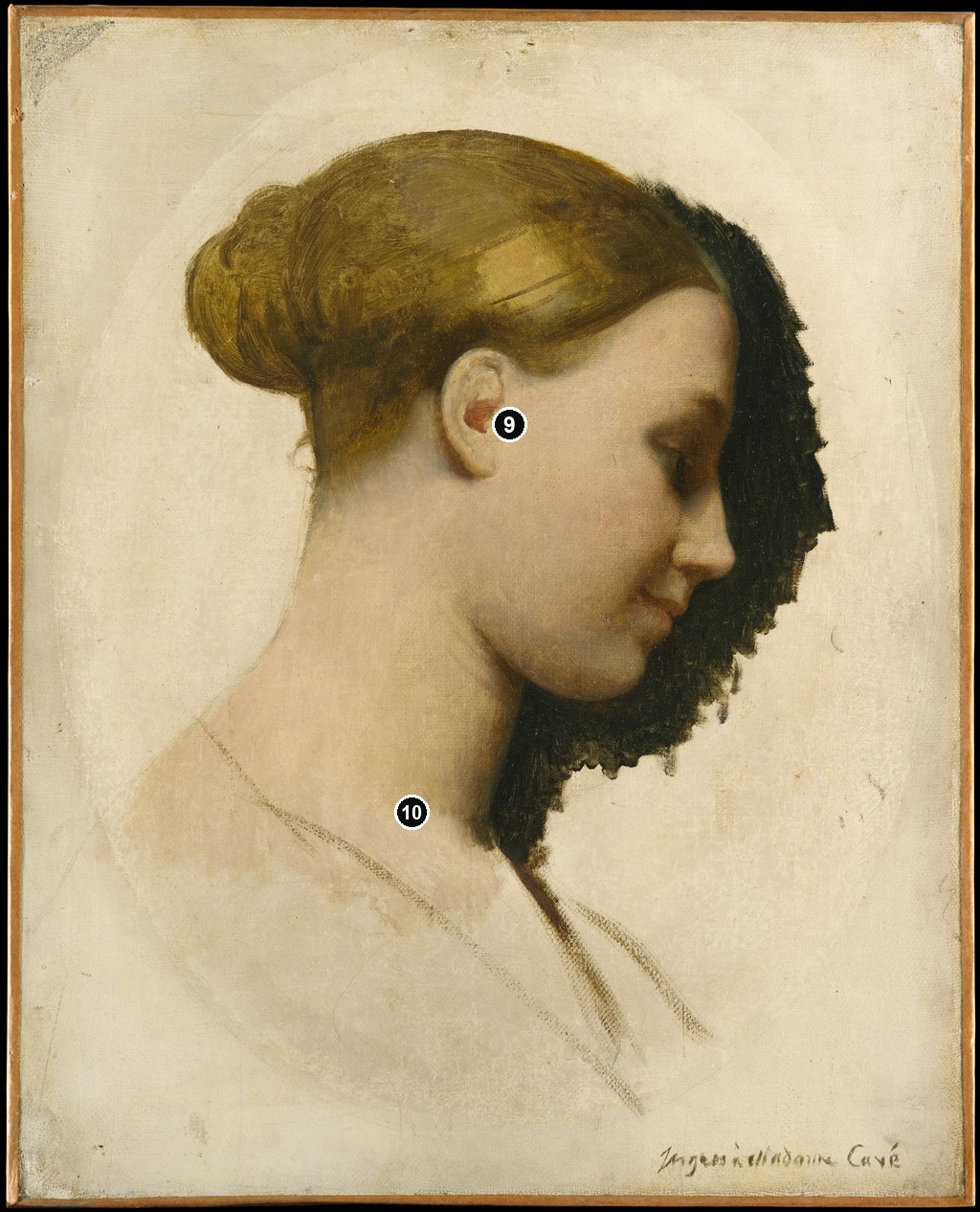 Annotated details from Madame Edmond Cavé by Ingres